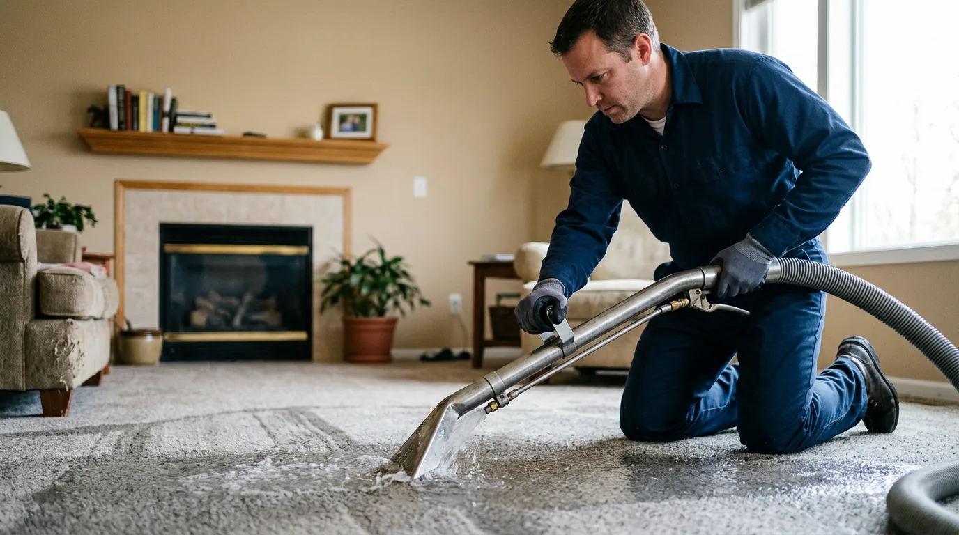 Water damage restoration technician working near Auburn, MI